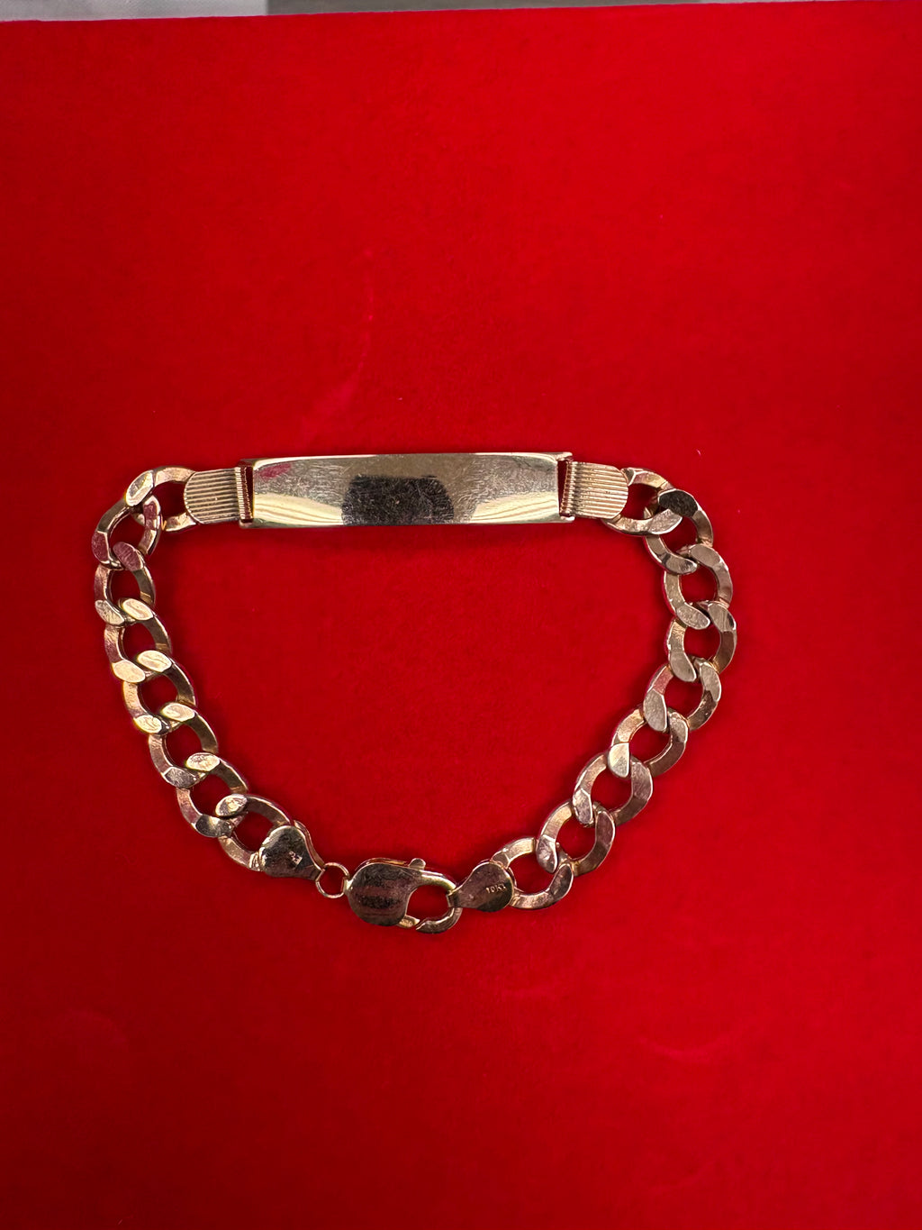 10K Solid Gold ID Bracelet with Cuban Link - 8.5 inches x 9mm