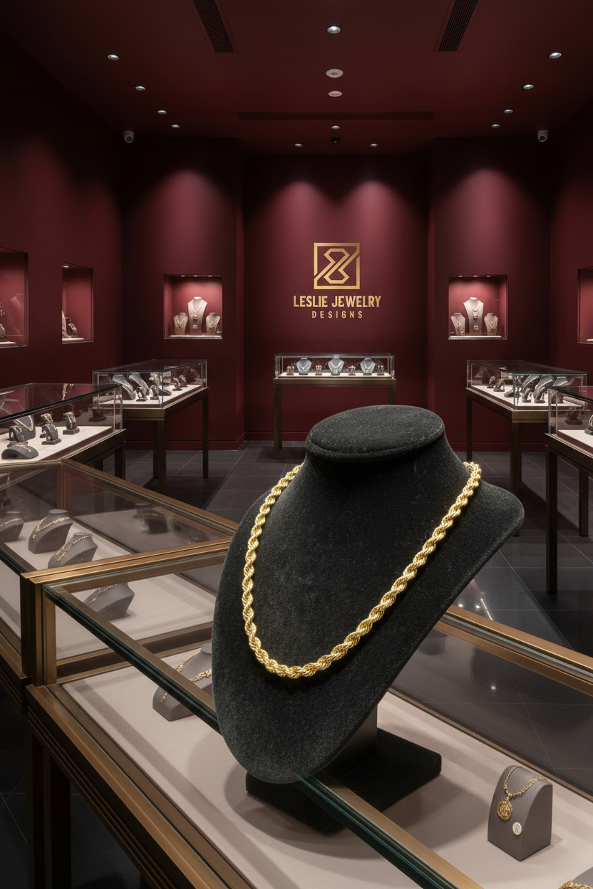 Gold Rope Chain on Black Velvet - Different Angle