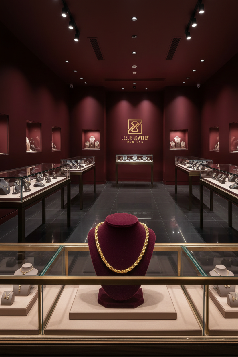 Gold Rope Chain on Elevated Display Stand