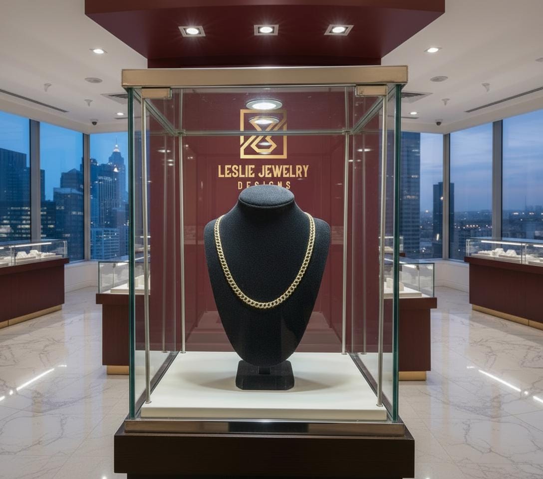 14K Flat Cuban Link - No Glass Refraction