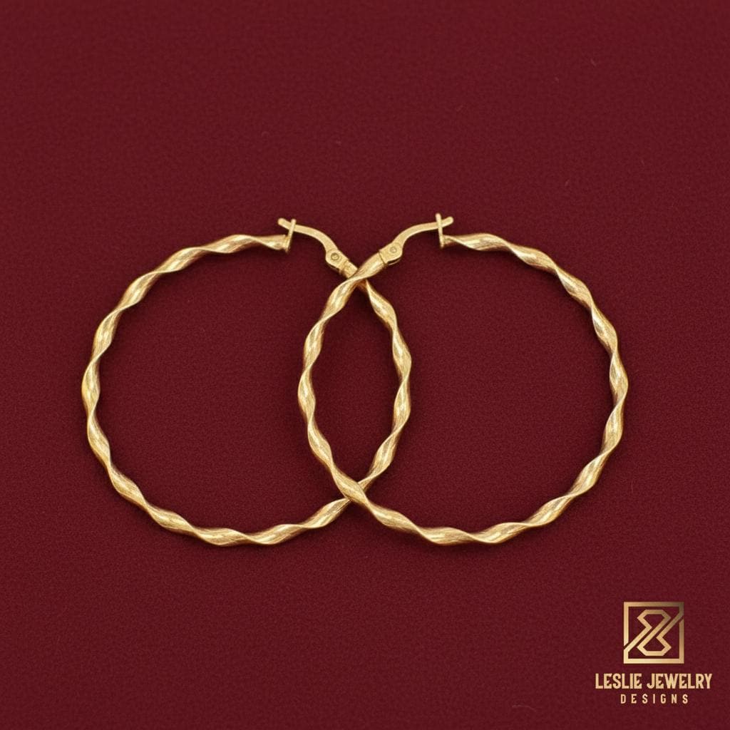 14K Gold Twisted Hoop Earrings