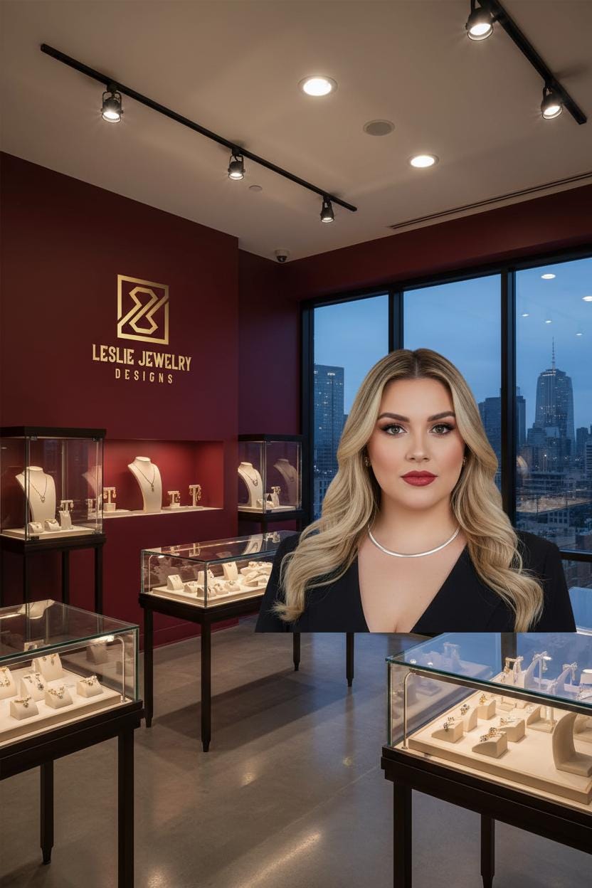 Leslie Wearing Omega Necklace