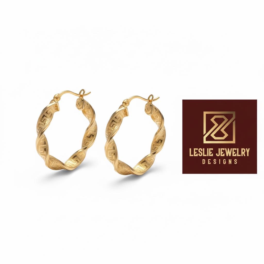 14K twisted ribbon hoops