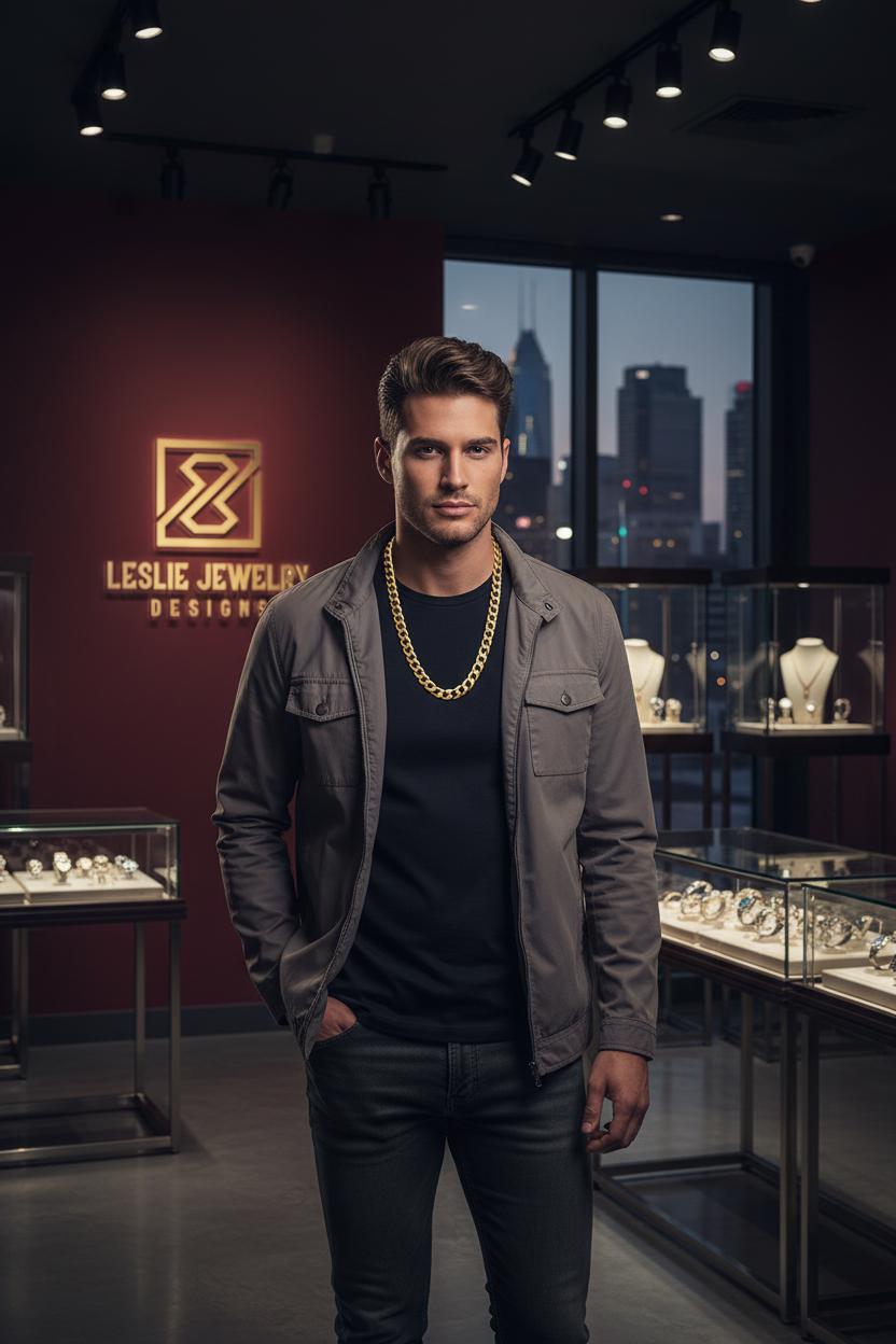 Male Model Casual with Cuban Link