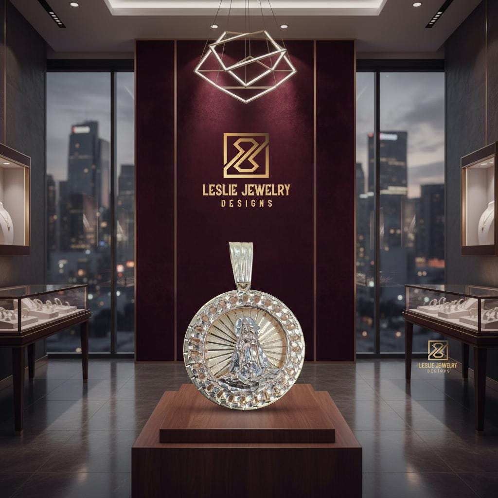 10K Gold Virgen de la Caridad pendant circumference diameter 50 mm