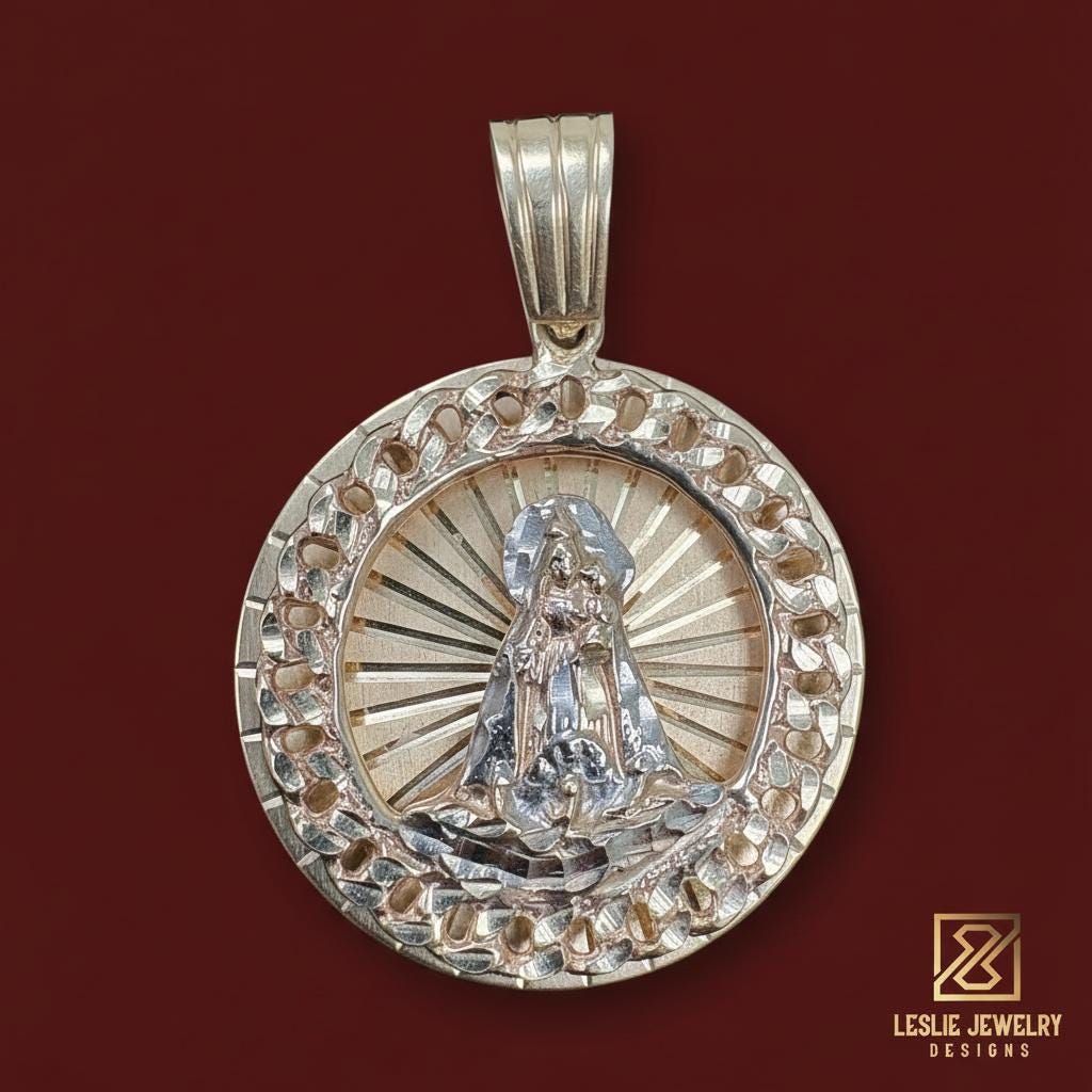 10K Gold Virgen de la Caridad pendant circumference diameter 50 mm