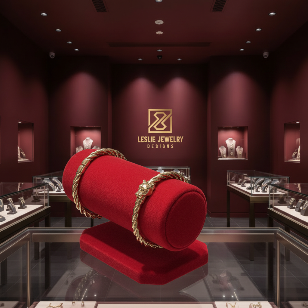 Panther Bracelet - Burgundy Velvet Stand