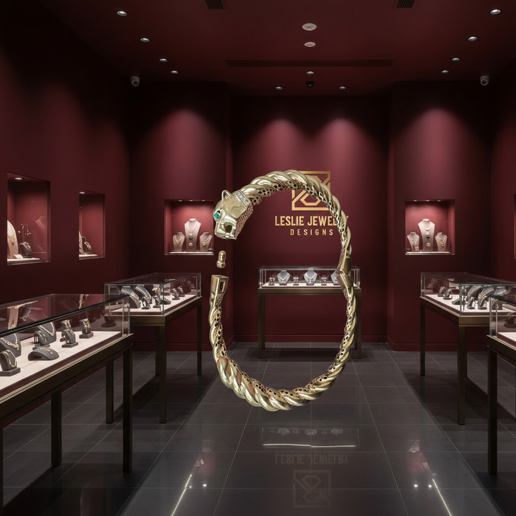 Panther Bracelet Open Clasp - Burgundy Velvet